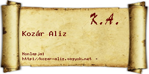 Kozár Aliz névjegykártya